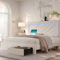 thumbnail image 6 of NHIXSOM Queen Upholstered Platform Bed Frame with LED Lights and Storage, Velvet Adjustable Headboard, off White, 6 of 6