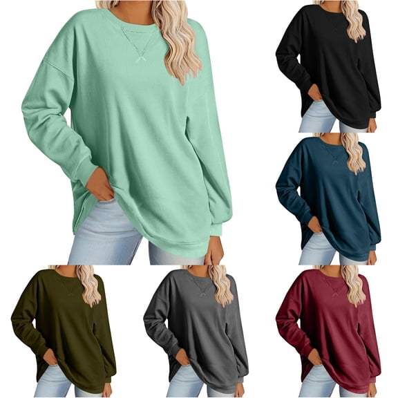 RUTAYY Women's Sweatshirt Oversized Casual Long Sleeve Tops Lightweight Pullover Crewneck Sweatshirt
