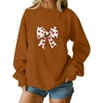thumbnail image 2 of Xuyuer Valentine's Day Women's Bow Lover Heart Print Round Neck Loose Hoodie Long Sleeve Top, Cute Casual Pullover for Valentine's Day Gifts, Date Nights and Everyday Cozy Wear, 2 of 5