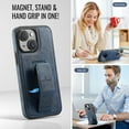 thumbnail image 4 of Case Designed for iPhone 14, Classic PU leather Kickstand & Hand Grip, Support Magnetic Car Mount Shockproof Protective Ultra Slim Back Case Cover for iPhone 14, Blue, 4 of 6