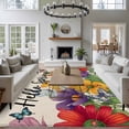 thumbnail image 3 of Area Rug for Living Room, Spring Flowers Non-Slip Indoor Large Carpet for Bedroom/Dining Room, Farmhouse Vintage Country Colorful Floral Washable Low-Profile Rectangle Floor Runner Rugs - 5 x 7 Ft, 3 of 8