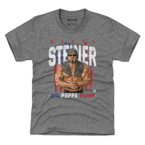 Youth 500 Level  Gray Scott Steiner Big Poppa Pump T-Shirt