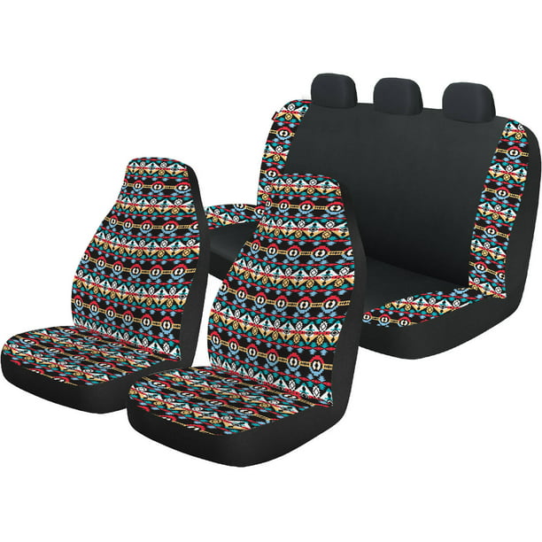 Auto Drive Bohemian Front And Rear Automotive Car Seat Cover Kit 3 Piece Com - Low Back Bucket Seat Covers No Headrest