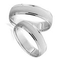 thumbnail image 3 of Pompeii3 White Gold Brushed Wedding Band Set Matching Men's and Women's Rings 14k 6/5MM, 3 of 5
