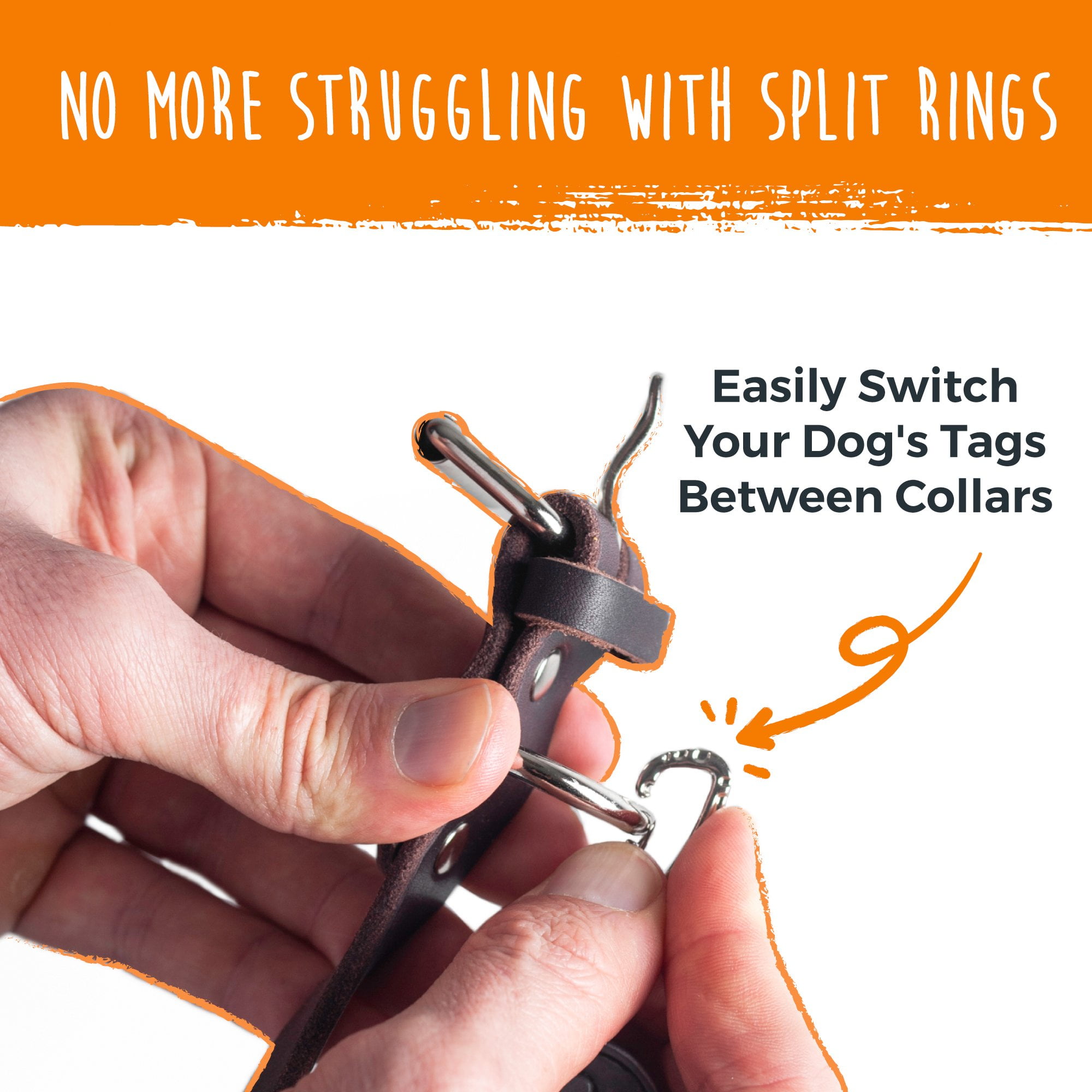 Mighty Paw, Dog Tag Carabiner Clips, 3pk, Stainless Steel