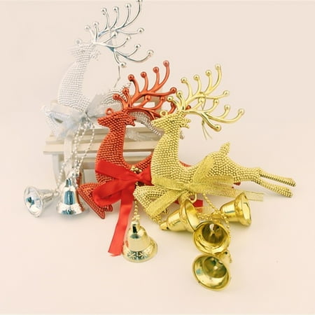 

UDIYO Hanging Elk Ornament Fine Workmanship Decorative Glossy Christmas Deer Pendant with Bells Home Decor