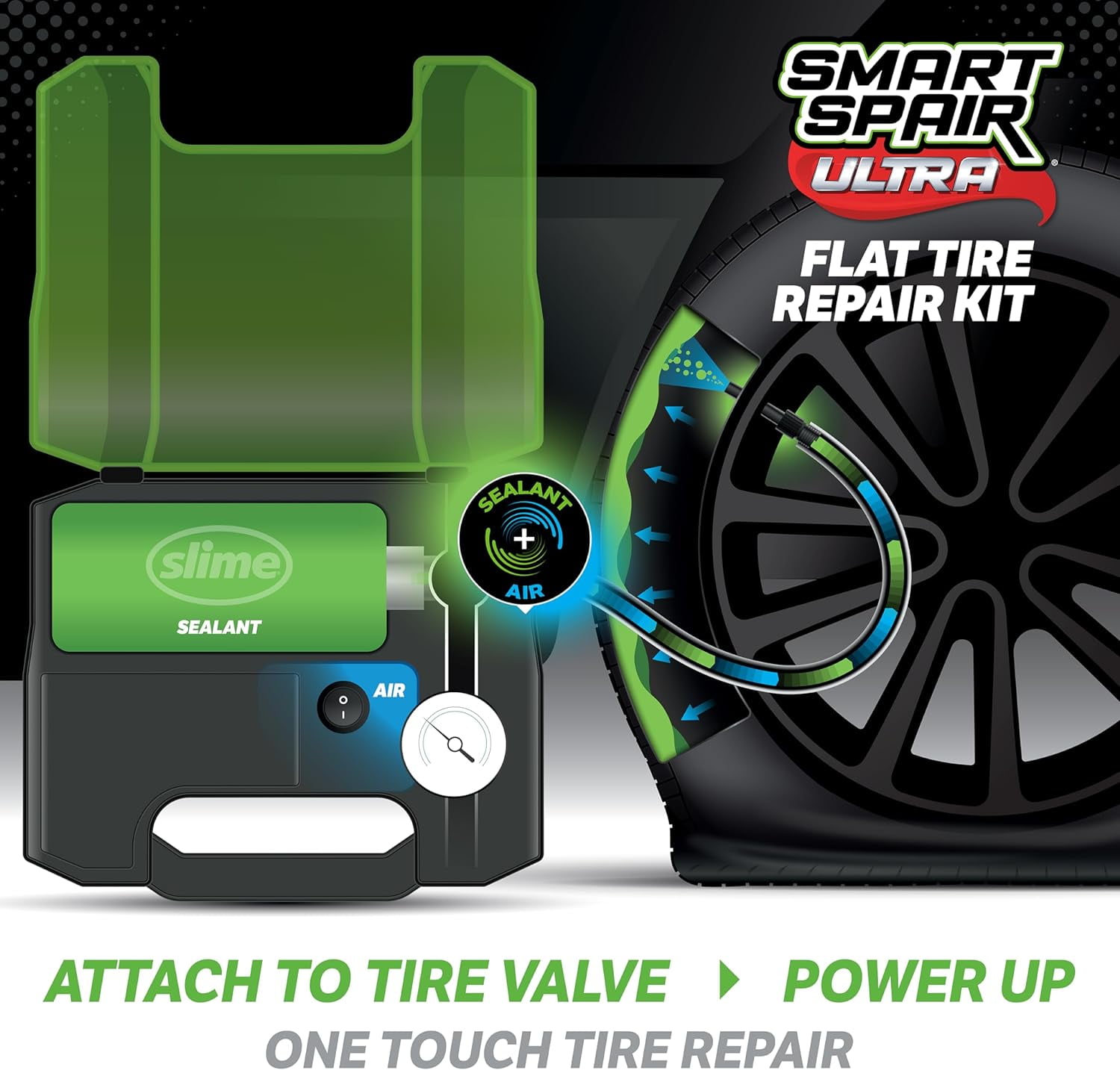 (3 pack) Slime Smart Spair Ultra Truck & Suv Flat Tire Repair Kit, 15 Minute Repair - 50159w