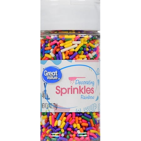 (4 Pack) Great Value Decorating Sprinkles, Rainbow, 2.7