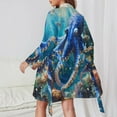 thumbnail image 2 of Colorful Octopus Under The Sea Night Robe Long Sleeve V Neck Robe With Belt Women's Sleepwear Dresses, 2 of 9