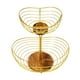 thumbnail image 1 of Cesta de frutas, frutero, frutero decorativo de alambre de metal con base de madera, frutero de 2 niveles, soporte para cápsulas de café para, 1 of 9