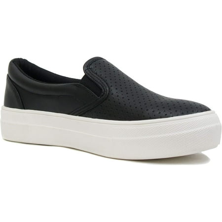 

Soda Flat Women Shoes Slip On Loafers Casual Sneakers Memory Foam Insoles Hidden Platform / Flatform Round Toe CROFT-G Black PU 8.5