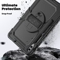 thumbnail image 3 of Case for Samsung Galaxy Tab S10+ Plus 2024/S9 FE+ Plus 12.4 inch with Screen Protector, 360 Degree Rotating Kickstand Hand Strap Shockproof Cover with Shoulder Strap, Black, 3 of 7
