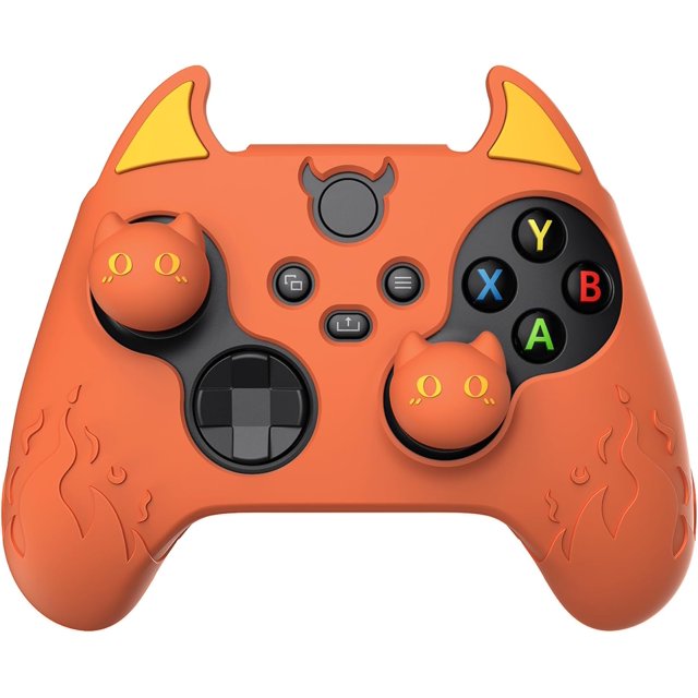 FZCHUN-PlayVital Cute Demon Silicone Cover for Xbox Series X/S Controller, Kawaii Anti-Slip Controller Skin Grip Protector for Xbox Core Wireless Controller with Thumb Grip Caps - Burnt Orange