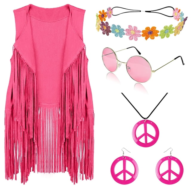 Set de disfraces hippie FunMular para mujer de los años 60 y
