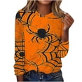thumbnail image 2 of Jsaierl Halloween Shirts Women Cute Pumpkin Ghost Graphic Tees Trendy Crewneck T-shirt Long Sleeve Dressy Casual Blouse Tops Halloween Costumes, 2 of 4