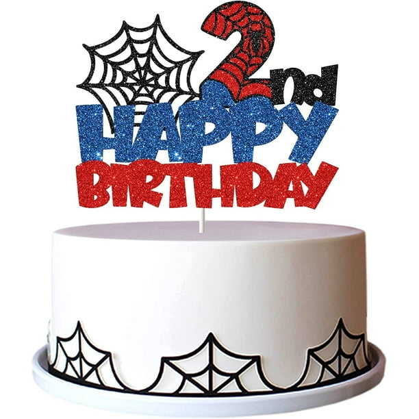 Pastel de cumpleaños de SpiderMan de Disney para niños, decoración con bandera de pastel de 1-9 años, regalo de fiesta de superhéroes