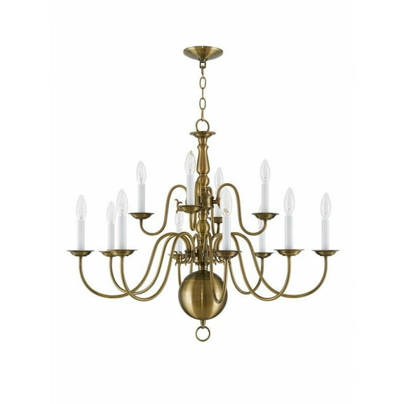 Traditional Twelve Light Chandelier-Antique Brass Finish Bailey Street Home 218-Bel-1260958