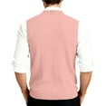 thumbnail image 4 of Resicozy Men's Sweater Vest Solid Color V Neck Sleeveless Knitted Button Down Cardigan Big and Tall Vest Pink 4XL, 4 of 6