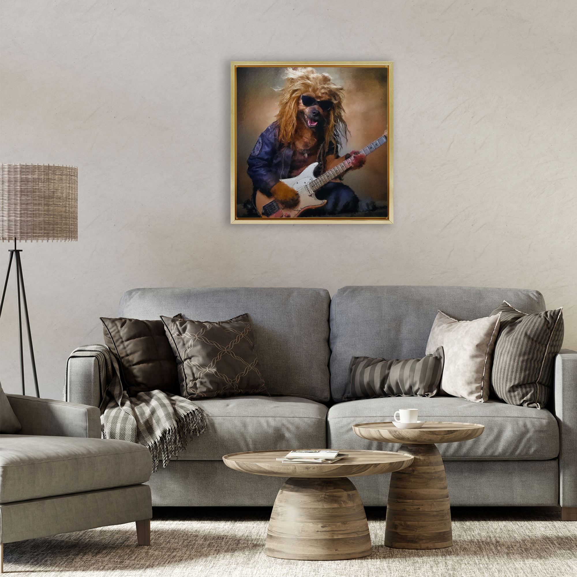 Musician Canine Clark Gold Framed Floater Canvas Wall Art, design by Sean Parnell