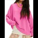 thumbnail image 1 of Sudadera de Gran Tamaño para Mujer, Estilo Informal, Cuello Redondo, Larga, Cómoda. Rosa Roja XL, 1 of 10
