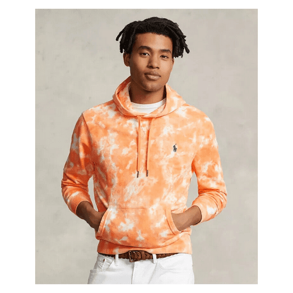 $168 Polo Ralph Lauren Men's Tie-Dye French Terry Hoodie, Orange, XS