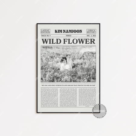 POSTER Kim Namjoon Retro Newspaper Print, Wild Flower Poster, Wild Flower Lyrics Print, RM Poster, Indigo Poster, K-pop LC3-UNFRAMED