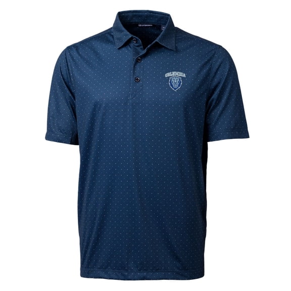 Men's Cutter & Buck Navy Columbia University Pike Double Dot Print Stretch Polo
