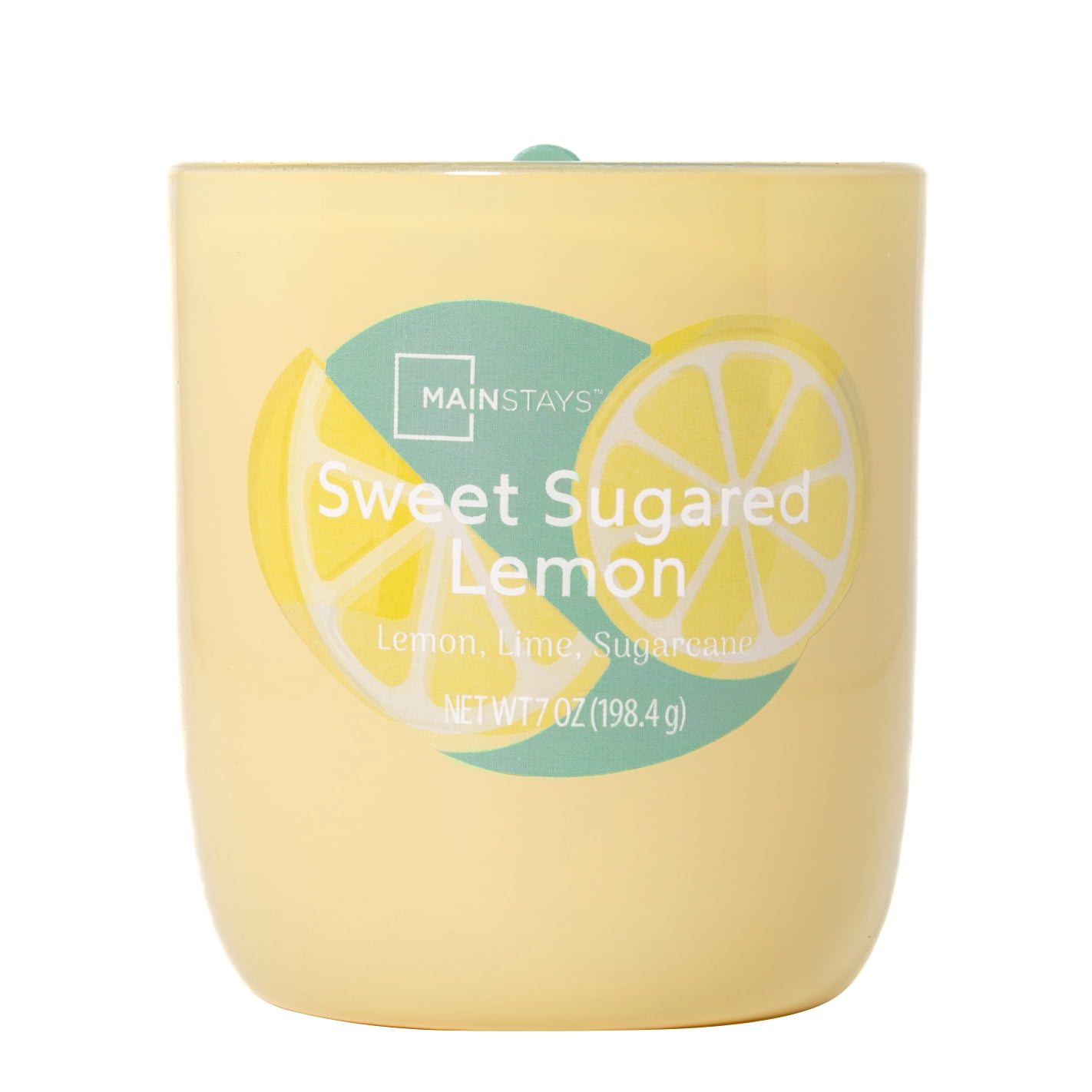 Mainstays 1-Wick Glossy Glass Candle, Sweet Sugared Lemon, 7 oz
