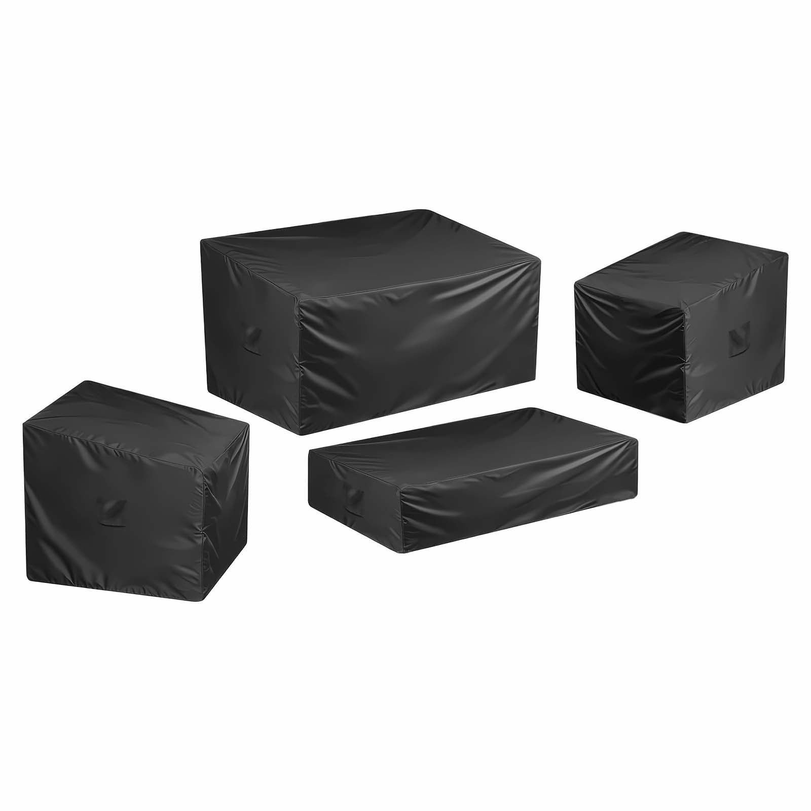 Patio Furniture Cover 4-Piece Set, 420D Waterproof Outdoor Table & Chair Covers, Universal Fit for Sofa, Couch, Lawn Furniture - Black