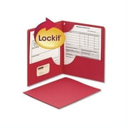 Lockit Two-Pocket Folder Textured Paper, 11 x 8 1/2, Red, 25/Box