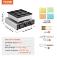 thumbnail image 3 of VEVOR Dutch Pancake Maker, 9PCS 76mm Diameter Dorayaki Baker Machine, 850W Commercial Electric Poffertjes Grill, Non-stick Stainless Steel, Temp & Time Control, for Home Kitchen Restaurant Snack Bar, 3 of 9