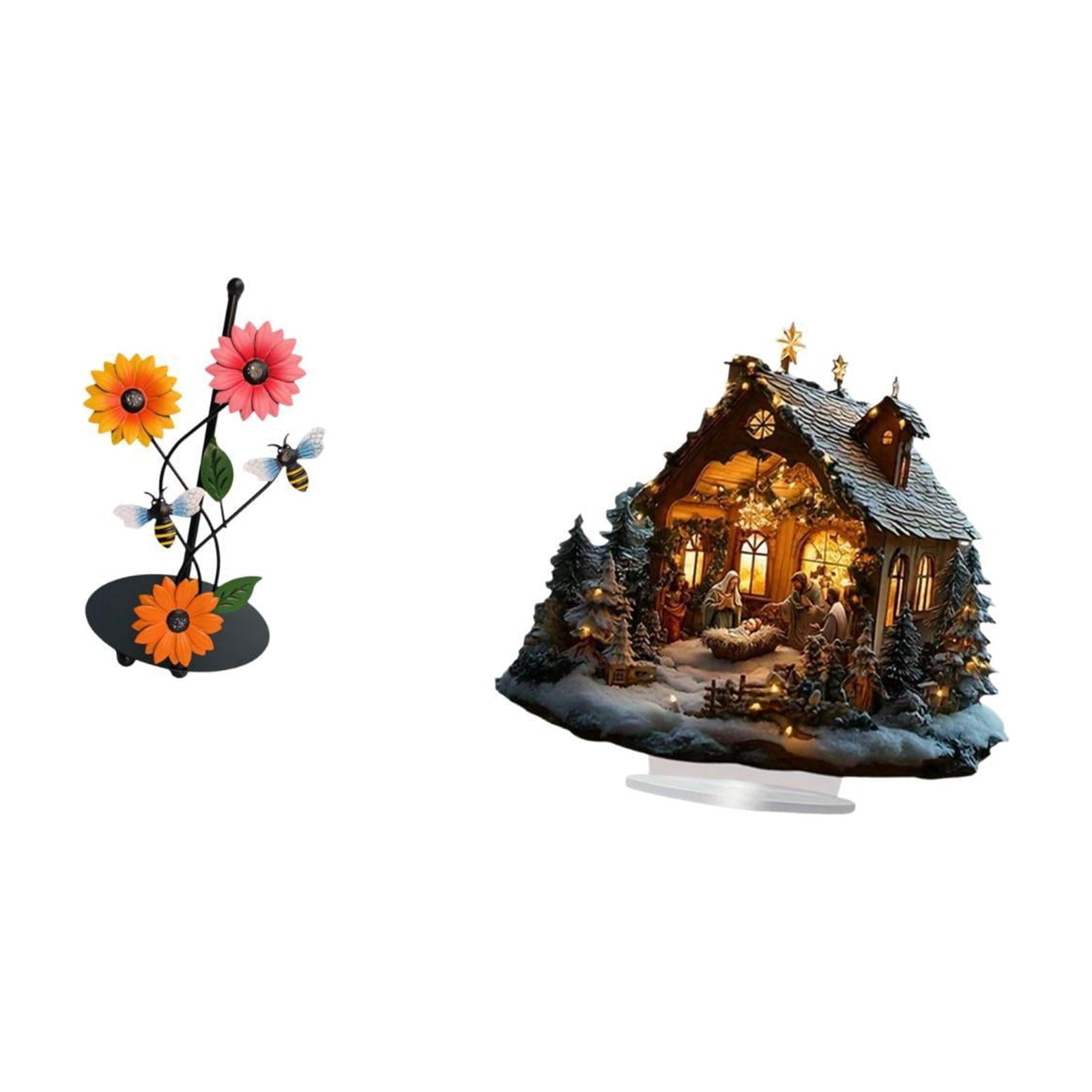 Fiocias Toilet Paper Holder Paper Towel Holder Countertop Kitchen Roll Holder Standing Nativity Scene Sculpture Iron Acrylic Ornament Suitable for K