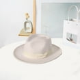 thumbnail image 5 of Women Wide Brim Warm Wool Fedora Hat Retro Style Belt Panama Hat, 5 of 5