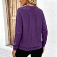 thumbnail image 4 of Vivianyo HD Women's V-neck Raglan Pullover Tops, Cuffed Long Sleeve Soft Knit Casual Shirts for Women, Women's Purple, Sizes S-2XL, 4 of 5