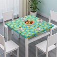 thumbnail image 3 of Yellow Lemon Fruit Slices Blue Pattern Square Fitted Tablecloth with Elastic Edge,Square Table Cover,Washable Elastic Table Cover for Home Kitchen Party Decor 34"x34", 3 of 6