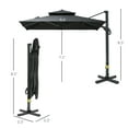 thumbnail image 5 of 10ft Offset Patio Umbrella, Hanging Cantilever Umbrella, Square Shape, Aluminum Cross Base, Tilt, 360-Degree Rotation, Gray, 5 of 5