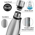thumbnail image 3 of Stainless Steel Water Bottle, 500ml Water Bottle BPA Free, 12 Hrs Hot/24 Hrs Cold, Leakproof Water Flasks(Silver), 3 of 5