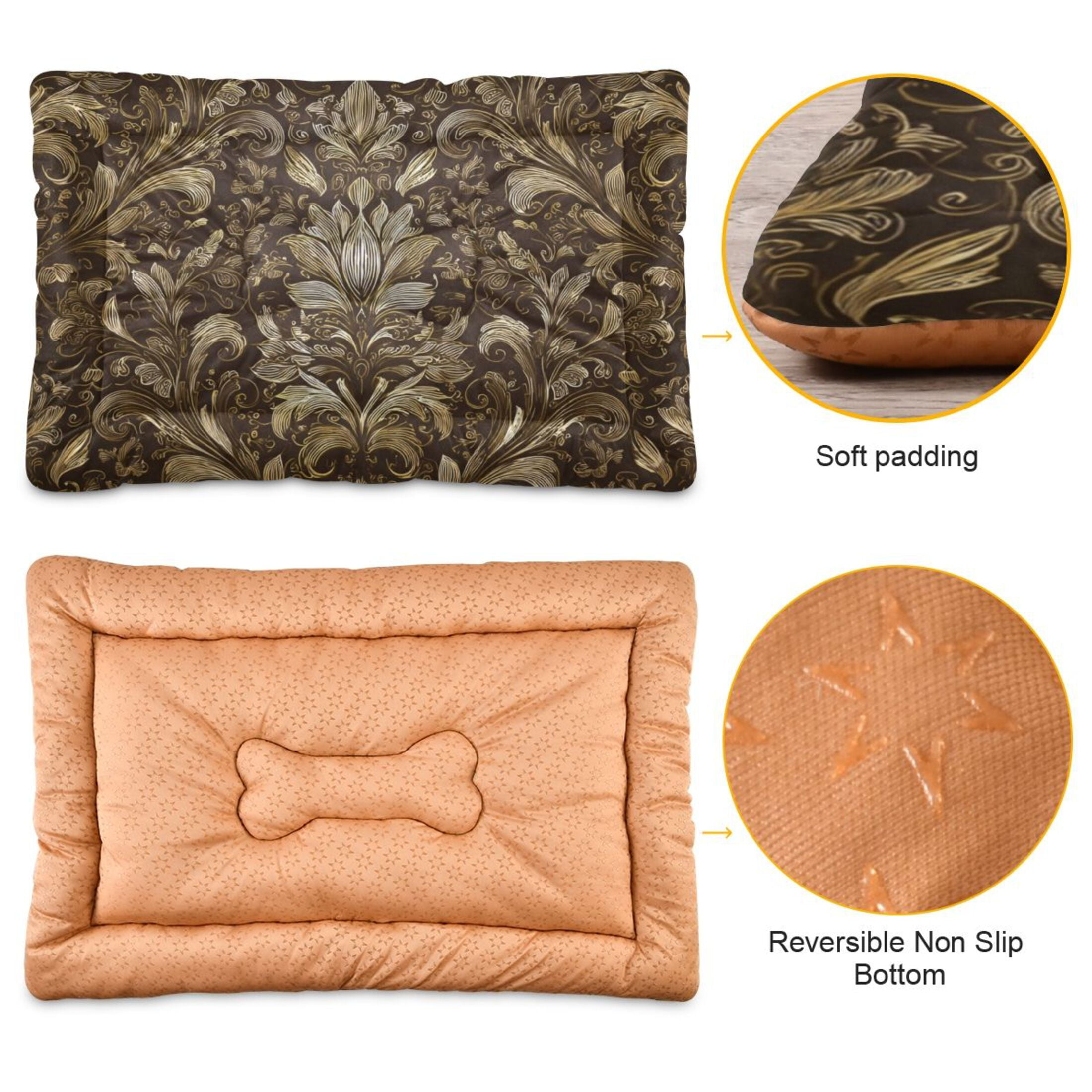 Cozy Mat Pet Bed Indoor Outdoor Warm Soft For Cat Dog Puppy(S/M) A Seamless Pattern with A Gold Foil