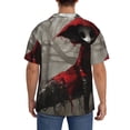 thumbnail image 3 of Yiaed Dark Red Hooded Girl Print Mens Casual Wrinkle Free Shirts Short Sleeve Button Down Summer Stretch Dress Shirt-4X-Large, 3 of 5