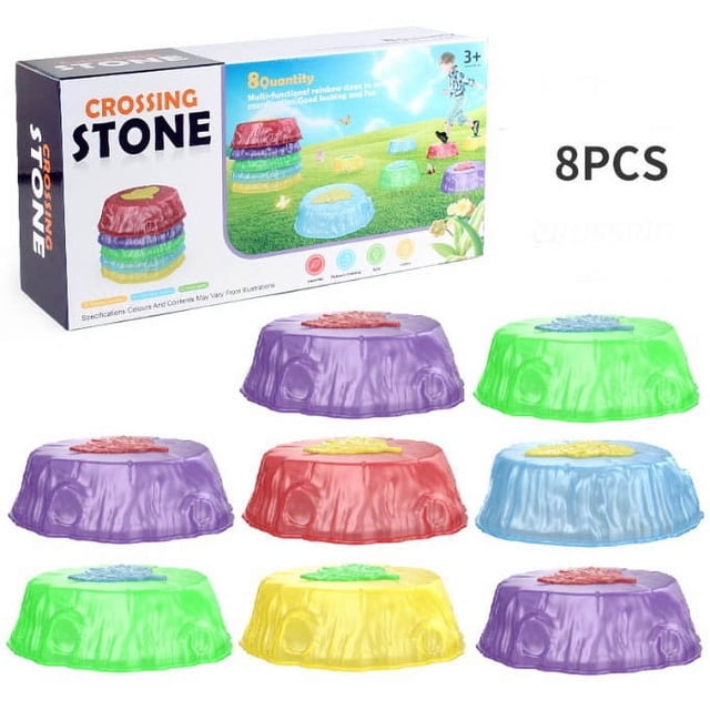 8-Piece Stepping Stones With Lights For Kids Sensory Integration Training Indoor And Outdoor Play Motor Skills Development Activity Set