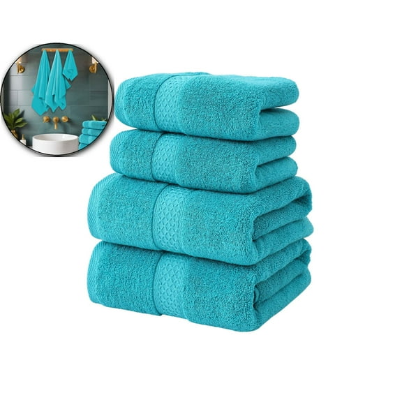 VQPeo 4-Piece Soft Absorbent Towel Set – 2 Bath Towels 2 Hand Towels – Bathroom Towel Set for Home, Spa, Beach – Ultra-Soft, Quick-Drying, Durable