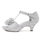 thumbnail image 3 of Sandalia DREAM PAIRS con tacón bajo plateado y tiras en T con flor, 3 of 6