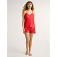 thumbnail image 6 of Joyspun Women’s and Women’s Plus Satin Cami and Shorts Pajama Set with Lace Trim, Sizes XS to 3X, 6 of 6