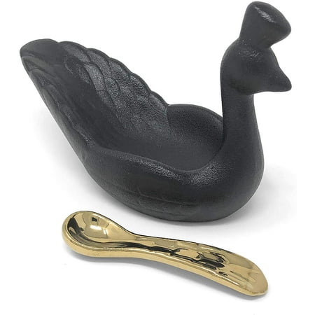 

FLOOR | 9 Black Peacock Mini Ceramic Bowl with Gold Spoon