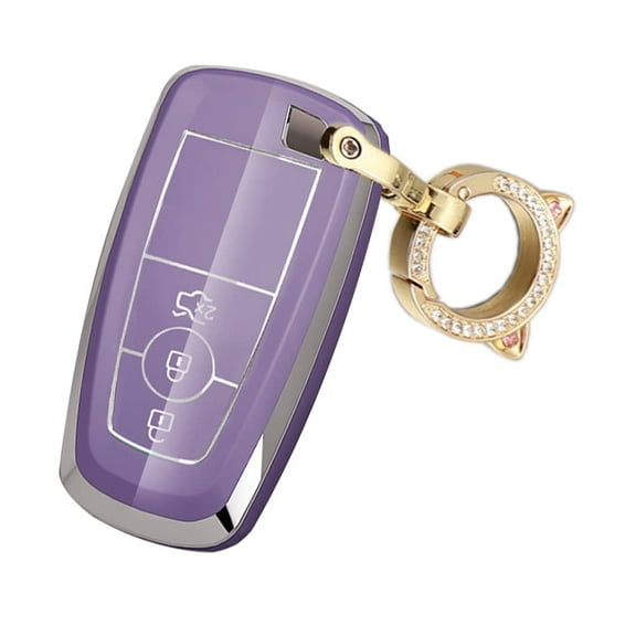 3-Button Key Fob Cover Fit for Ford Explorer F150 Smart Remote Control Key Case with Keychain for Explorer Mustang Edge Fusion Escape