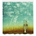 thumbnail image 3 of Ambesonne Music Shower Curtain, Old Worn Trumpet Grungy, 69"Wx84"L, Sea Green Brown, 3 of 5