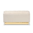 thumbnail image 4 of Baxton Studio Powell Glam and Luxe Beige Velvet Fabric Upholstered and Gold PU Leather Storage Ottoman, 4 of 10