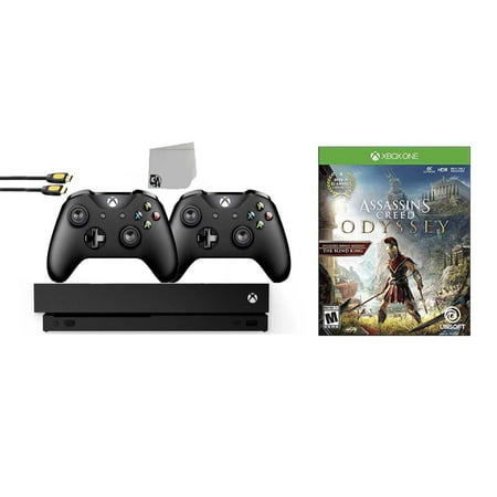 Microsoft Xbox One X 1TB Gaming Console Black with 2 Controller Included with Assassin's Creed- Odyssey BOLT AXTION Bundle Used