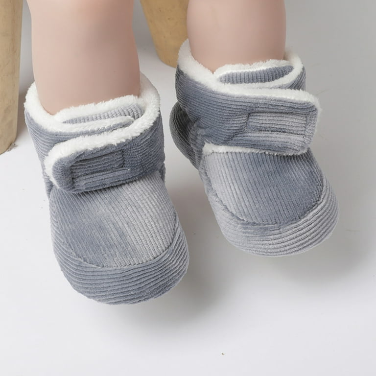 KaLI store Baby Booties Kids Unisex Child Baby Toddler Boot First Walker Shoe Grey One Size