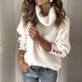 thumbnail image 4 of Idoravan Lightweight Sweaters for Women 2024 Spring Women's Turtleneck Knitted Jumper Sweater Long Sleeve Elegant Casual Tops White XXXXXL, 4 of 8